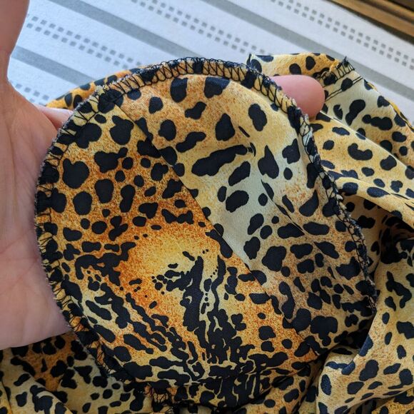 Cheetah Print Button Top Blouse 16 XL Orange Black Shirt Animal Print Vintage - Picture 9 of 11